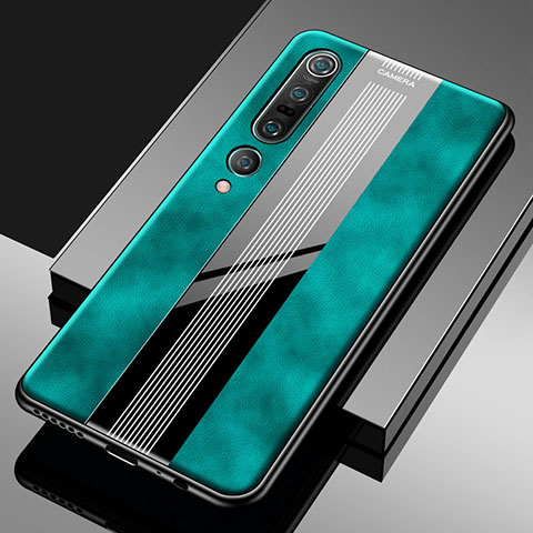 Coque Silicone Gel Motif Cuir Housse Etui S03 pour Xiaomi Mi 10 Pro Vert