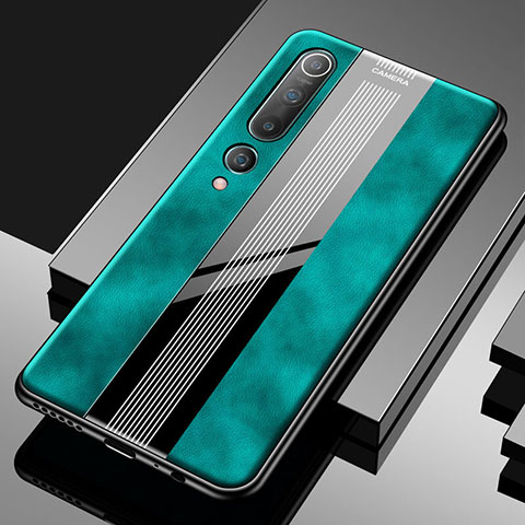 Coque Silicone Gel Motif Cuir Housse Etui S03 pour Xiaomi Mi 10 Vert