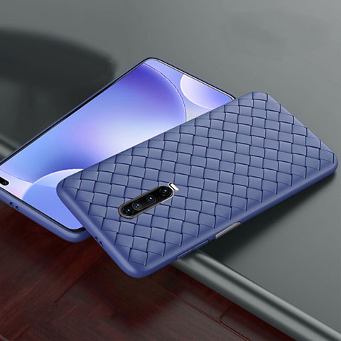 Coque Silicone Gel Motif Cuir Housse Etui S03 pour Xiaomi Redmi K30 4G Bleu