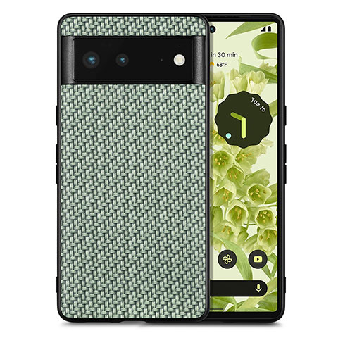 Coque Silicone Gel Motif Cuir Housse Etui S03D pour Google Pixel 6 5G Vert