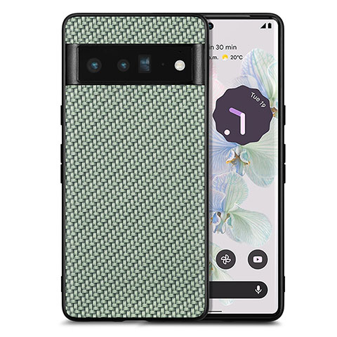 Coque Silicone Gel Motif Cuir Housse Etui S03D pour Google Pixel 6 Pro 5G Vert