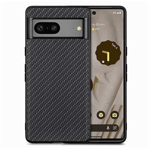 Coque Silicone Gel Motif Cuir Housse Etui S03D pour Google Pixel 7 5G Noir