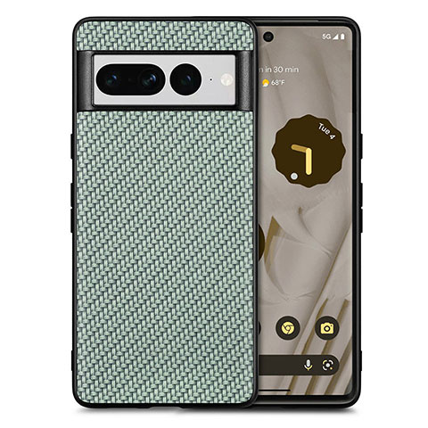 Coque Silicone Gel Motif Cuir Housse Etui S03D pour Google Pixel 7 Pro 5G Vert