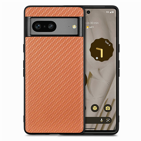 Coque Silicone Gel Motif Cuir Housse Etui S03D pour Google Pixel 7a 5G Marron