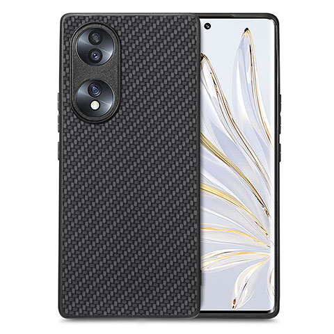 Coque Silicone Gel Motif Cuir Housse Etui S03D pour Huawei Honor 70 5G Noir