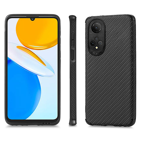 Coque Silicone Gel Motif Cuir Housse Etui S03D pour Huawei Honor X7 Noir