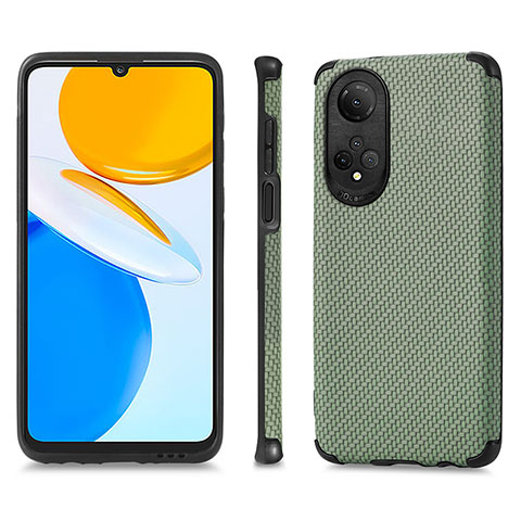 Coque Silicone Gel Motif Cuir Housse Etui S03D pour Huawei Honor X7 Vert