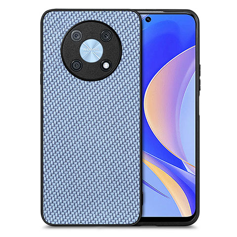 Coque Silicone Gel Motif Cuir Housse Etui S03D pour Huawei Nova Y90 Bleu