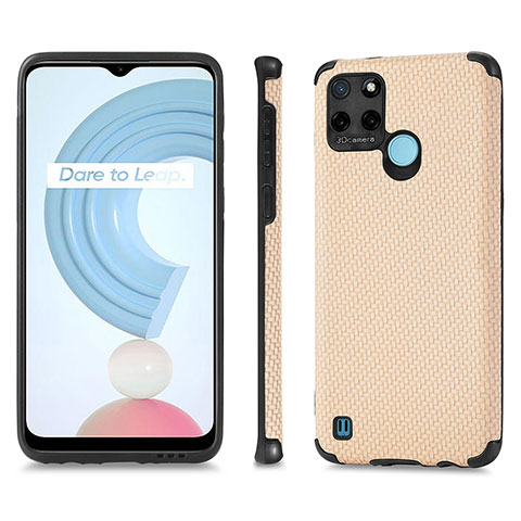 Coque Silicone Gel Motif Cuir Housse Etui S03D pour Realme C25Y Or