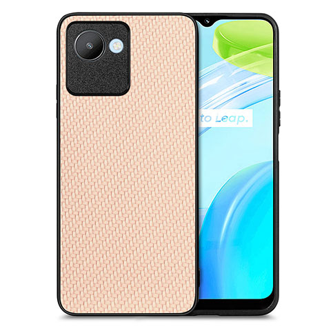 Coque Silicone Gel Motif Cuir Housse Etui S03D pour Realme C30 Or