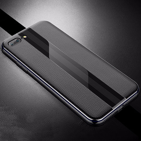 Coque Silicone Gel Motif Cuir Housse Etui S04 pour Apple iPhone 8 Plus Noir