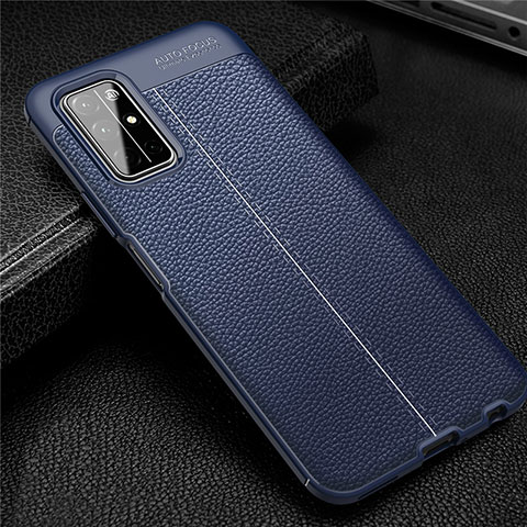 Coque Silicone Gel Motif Cuir Housse Etui S04 pour Huawei Honor 30S Bleu