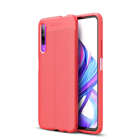 Coque Silicone Gel Motif Cuir Housse Etui S04 pour Huawei P Smart Pro (2019) Rouge