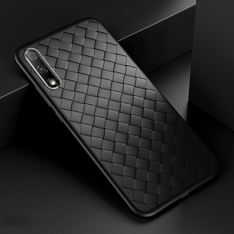 Coque Silicone Gel Motif Cuir Housse Etui S04 pour Huawei P Smart Z (2019) Noir