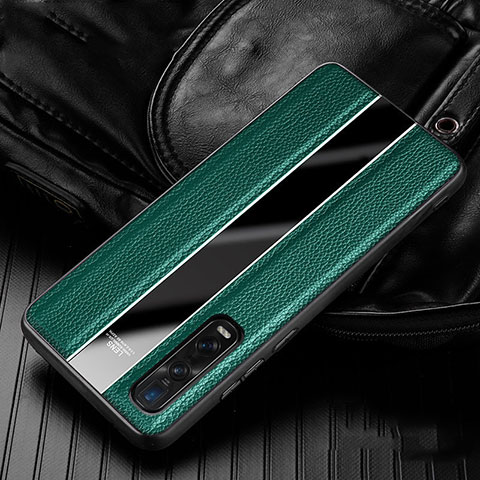 Coque Silicone Gel Motif Cuir Housse Etui S04 pour Oppo Find X2 Pro Vert