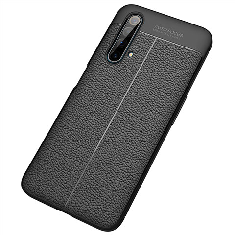 Coque Silicone Gel Motif Cuir Housse Etui S04 pour Realme X50 5G Noir