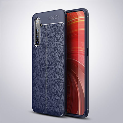 Coque Silicone Gel Motif Cuir Housse Etui S04 pour Realme X50 Pro 5G Bleu