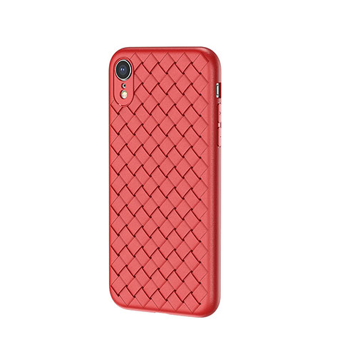 Coque Silicone Gel Motif Cuir Housse Etui S05 pour Apple iPhone XR Rouge