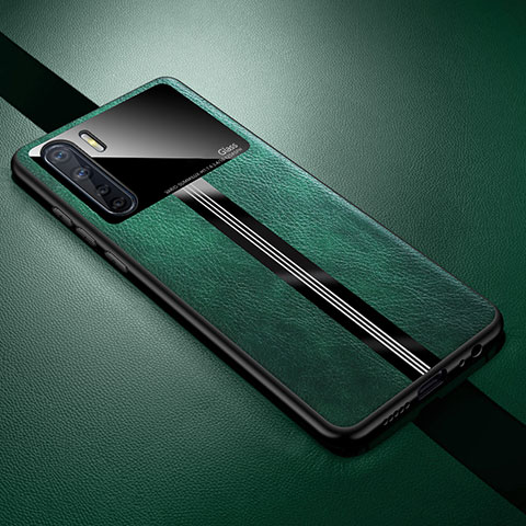 Coque Silicone Gel Motif Cuir Housse Etui S05 pour Oppo A91 Vert