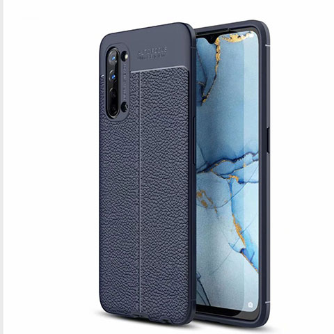 Coque Silicone Gel Motif Cuir Housse Etui S05 pour Oppo K7 5G Bleu