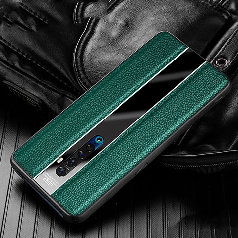 Coque Silicone Gel Motif Cuir Housse Etui S05 pour Oppo Reno2 Vert