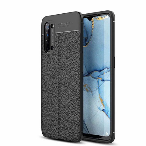 Coque Silicone Gel Motif Cuir Housse Etui S05 pour Oppo Reno3 Noir