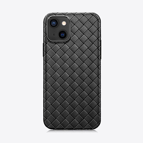 Coque Silicone Gel Motif Cuir Housse Etui S06 pour Apple iPhone 13 Mini Noir