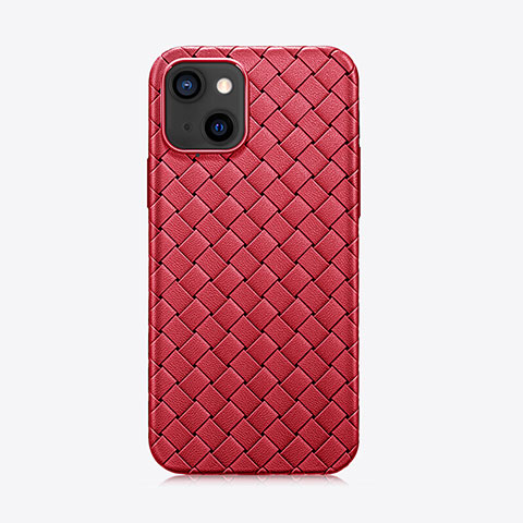 Coque Silicone Gel Motif Cuir Housse Etui S06 pour Apple iPhone 13 Mini Rouge