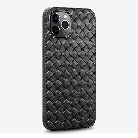 Coque Silicone Gel Motif Cuir Housse Etui S06 pour Apple iPhone 14 Pro Max Noir