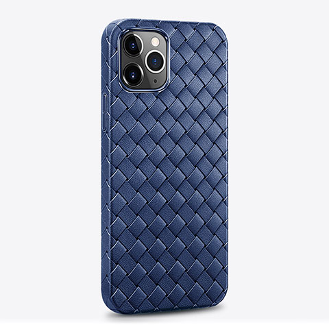 Coque Silicone Gel Motif Cuir Housse Etui S06 pour Apple iPhone 15 Pro Bleu