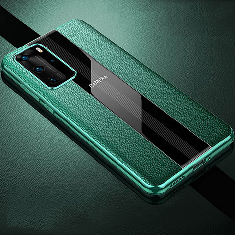 Coque Silicone Gel Motif Cuir Housse Etui S06 pour Huawei P40 Pro Vert