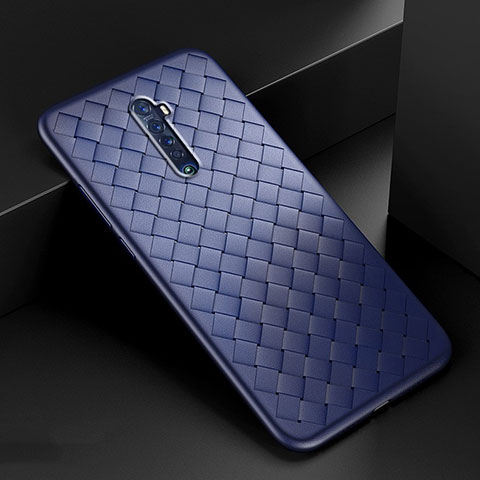 Coque Silicone Gel Motif Cuir Housse Etui S07 pour Oppo Reno2 Bleu