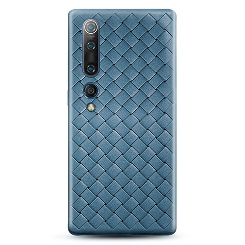 Coque Silicone Gel Motif Cuir Housse Etui S07 pour Xiaomi Mi 10 Bleu Ciel