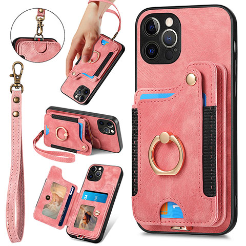 Coque Silicone Gel Motif Cuir Housse Etui SD1 pour Apple iPhone 14 Pro Rose