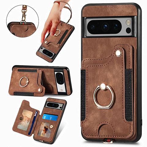 Coque Silicone Gel Motif Cuir Housse Etui SD1 pour Google Pixel 6a 5G Marron