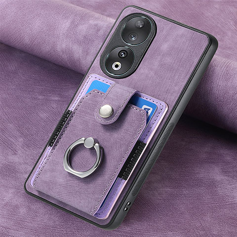 Coque Silicone Gel Motif Cuir Housse Etui SD1 pour Huawei Honor 90 5G Violet Clair