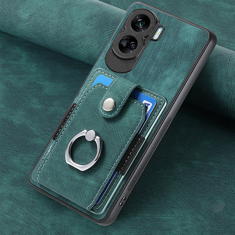 Coque Silicone Gel Motif Cuir Housse Etui SD1 pour Huawei Honor 90 Lite 5G Vert