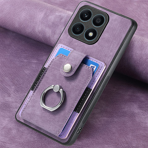 Coque Silicone Gel Motif Cuir Housse Etui SD1 pour Huawei Honor X8a 4G Violet Clair