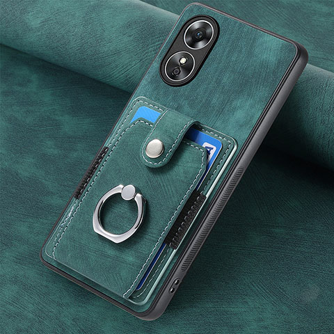 Coque Silicone Gel Motif Cuir Housse Etui SD1 pour Oppo A17 Vert