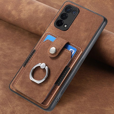 Coque Silicone Gel Motif Cuir Housse Etui SD1 pour Oppo A74 5G Marron