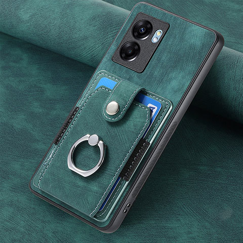 Coque Silicone Gel Motif Cuir Housse Etui SD1 pour Oppo A77 5G Vert