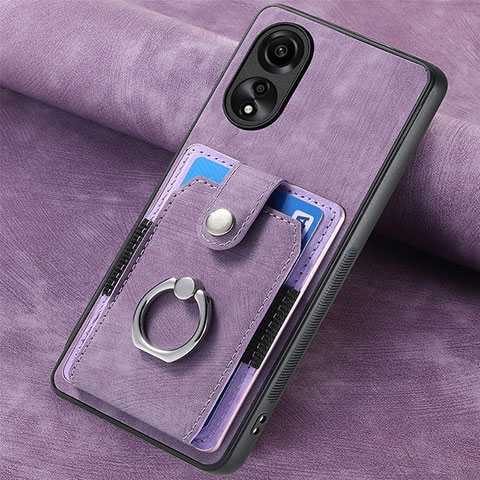 Coque Silicone Gel Motif Cuir Housse Etui SD1 pour Oppo A78 4G Violet Clair