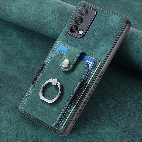 Coque Silicone Gel Motif Cuir Housse Etui SD1 pour Oppo F19 Vert