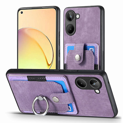 Coque Silicone Gel Motif Cuir Housse Etui SD1 pour Realme 10 4G Violet Clair