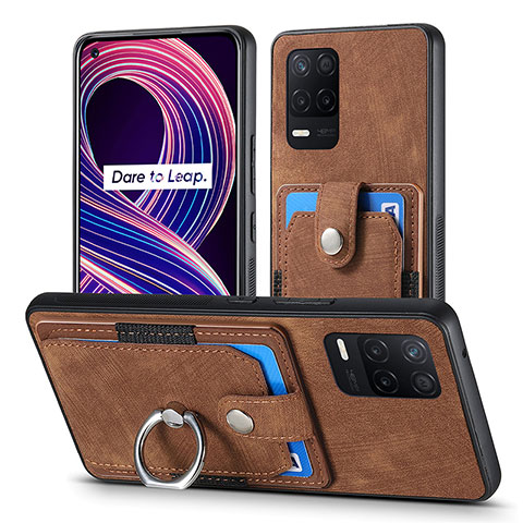 Coque Silicone Gel Motif Cuir Housse Etui SD1 pour Realme 8 5G Marron