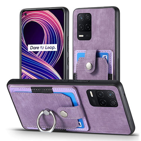 Coque Silicone Gel Motif Cuir Housse Etui SD1 pour Realme 8s 5G Violet Clair