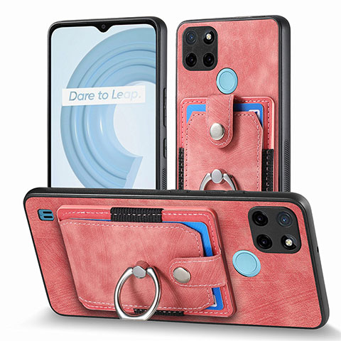 Coque Silicone Gel Motif Cuir Housse Etui SD1 pour Realme C25Y Rose