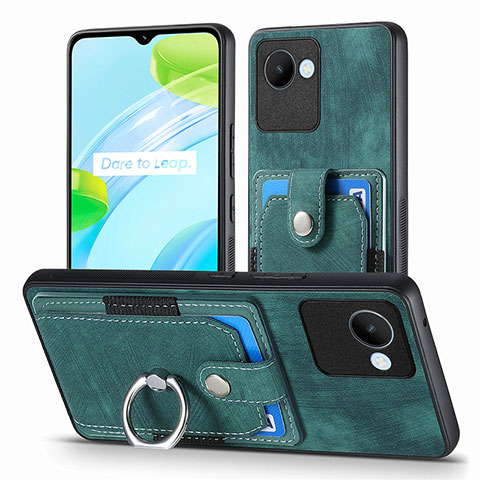 Coque Silicone Gel Motif Cuir Housse Etui SD1 pour Realme C30 Vert