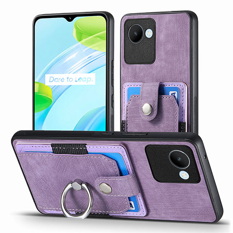 Coque Silicone Gel Motif Cuir Housse Etui SD1 pour Realme C30s Violet Clair