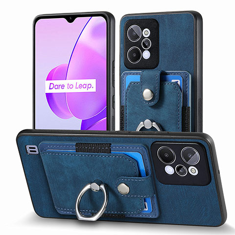 Coque Silicone Gel Motif Cuir Housse Etui SD1 pour Realme C31 Bleu